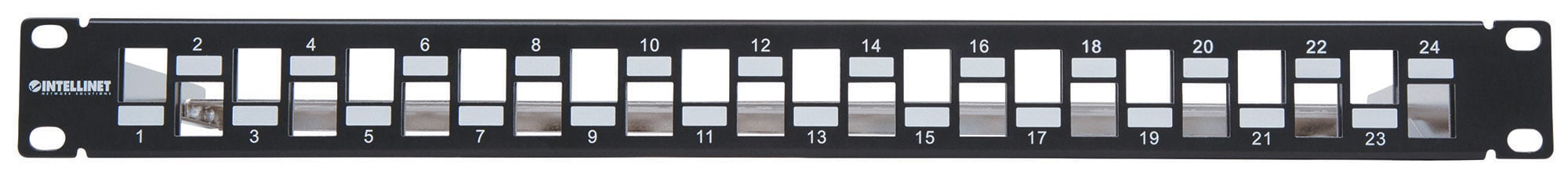 Pannello Patch Slim 1HE 24 Posti Keystone Senza Frutti Nero - Intellinet I-KS PP-24-BKS