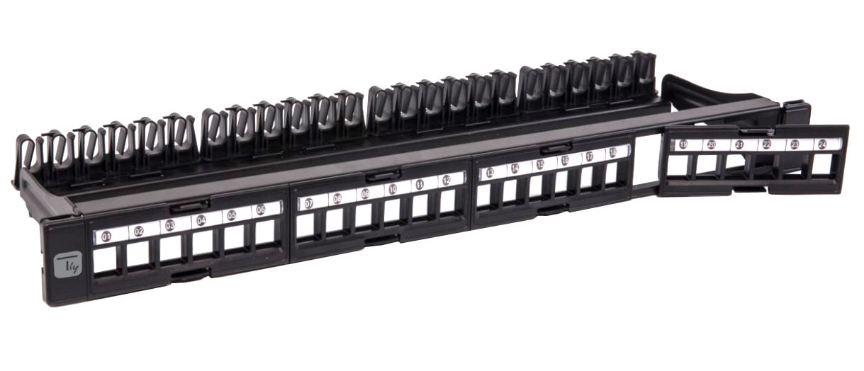 Pannello Patch Modulare 24 Posti UTP con Moduli Removibili 1 Unità Nero - Techly Professional I-KS PP-24-DEN