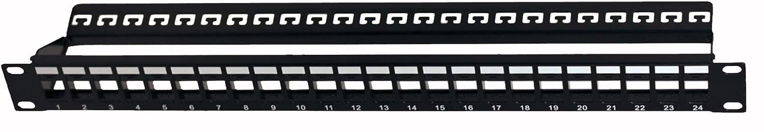 Pannello Patch Modulare Senza Frutti 24 Posti 1U Nero - Intellinet I-KS PP-24-NE