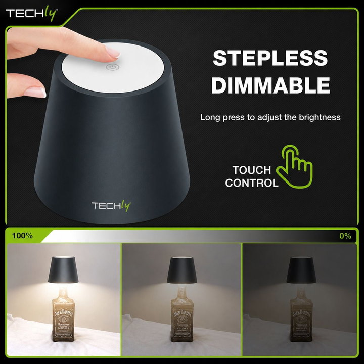 Lampada LED per Bottiglie Dimmerabile Ricaricabile USB-C - Techly I-LAMP-BOTTLE
