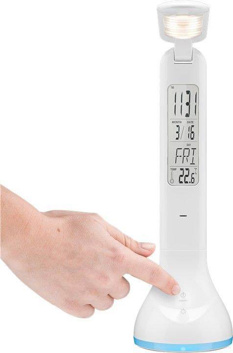 Lampada a LED da Tavolo Ricaricabile con Calendario e Orologio - Goobay I-LAMP-CAL