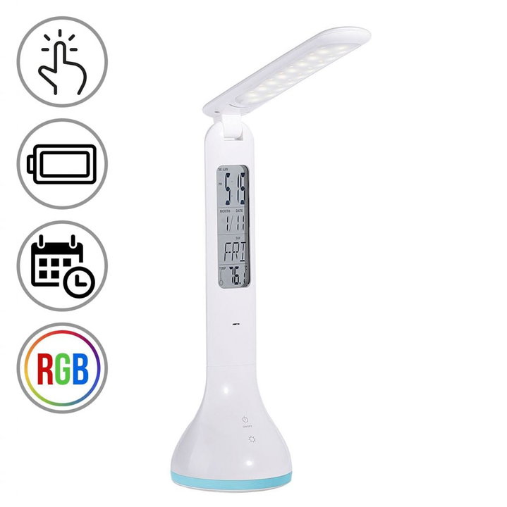 Lampada a LED da Tavolo Ricaricabile con Calendario e Orologio - Goobay I-LAMP-CAL
