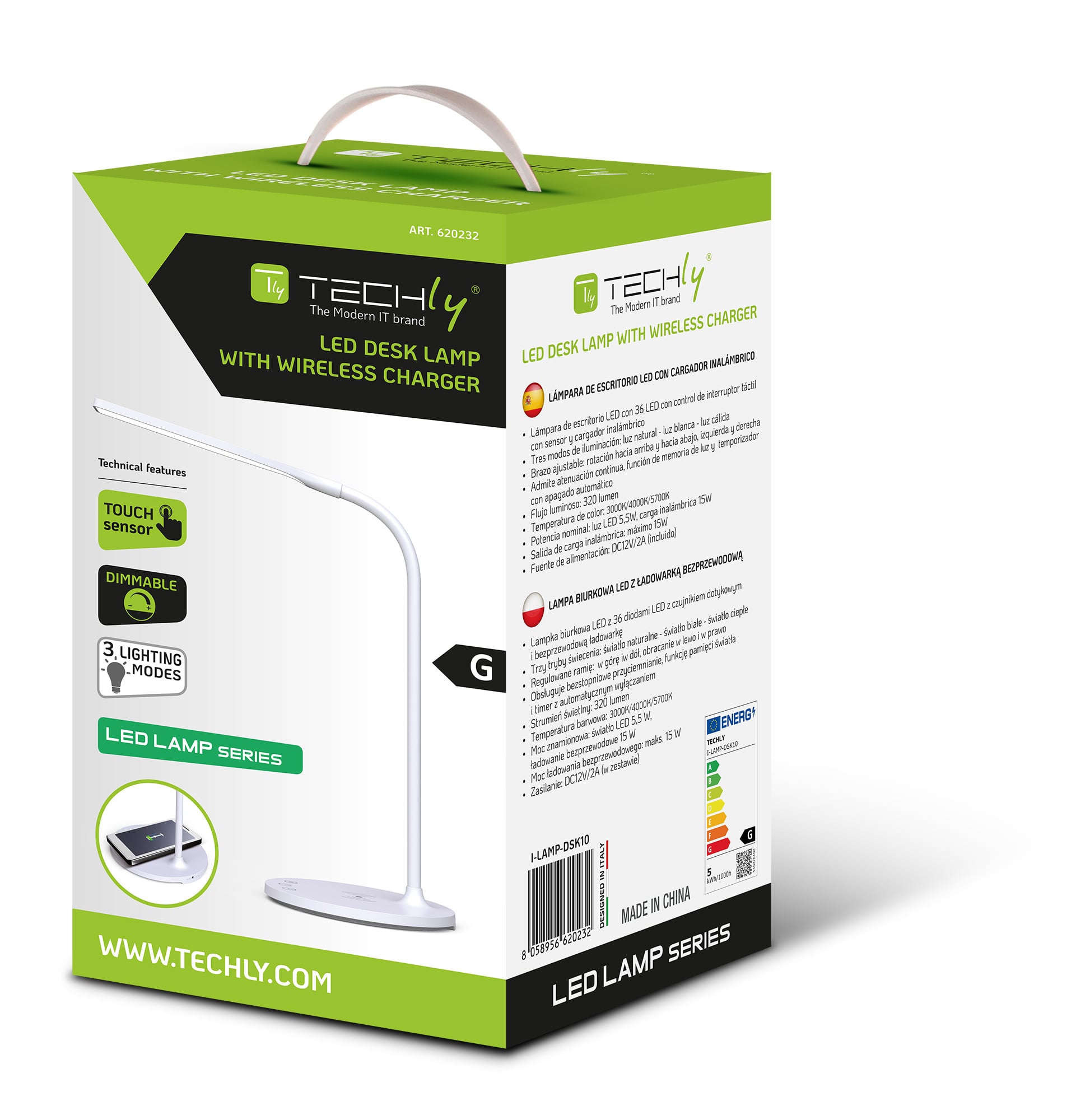 36 LED Desk Lamp with Wireless Charger - Techly I-LAMP-DSK 10