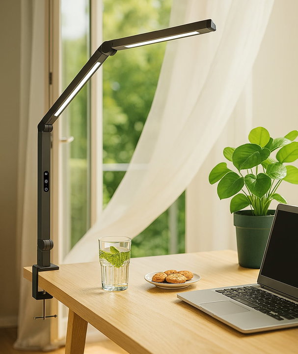 Lampada LED a Doppia Sorgente Luminosa con Braccio Regolabile e Attacco a Morsetto - Techly I-LAMP-DSK12