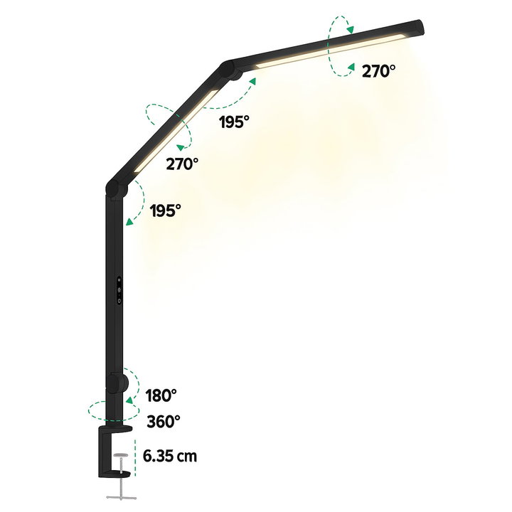 Lampada LED a Doppia Sorgente Luminosa con Braccio Regolabile e Attacco a Morsetto - Techly I-LAMP-DSK12
