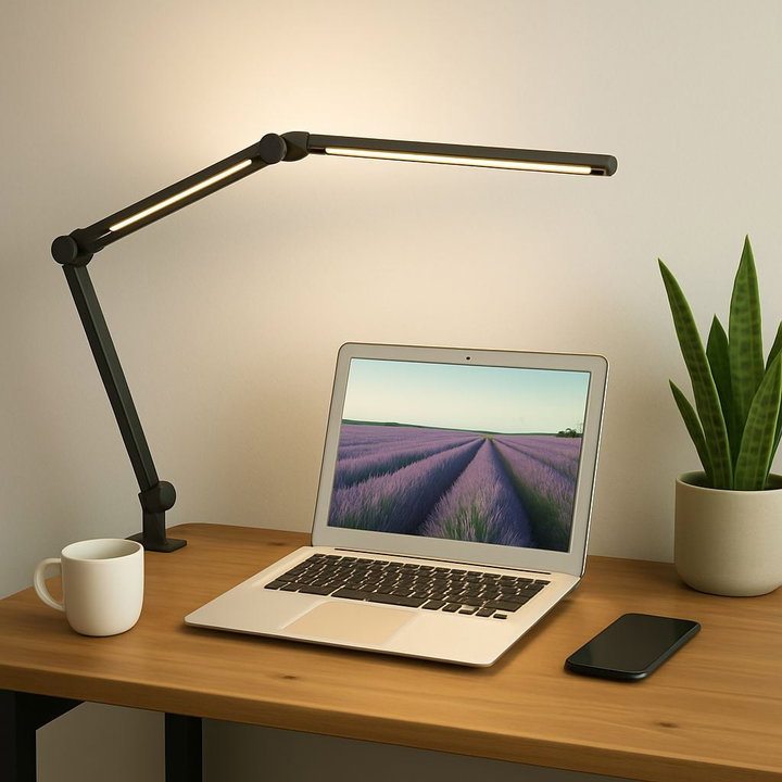 Lampada LED a Doppia Sorgente Luminosa con Braccio Regolabile e Attacco a Morsetto - Techly I-LAMP-DSK12