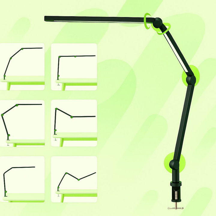 Lampada LED a Doppia Sorgente Luminosa con Braccio Regolabile e Attacco a Morsetto - Techly I-LAMP-DSK12