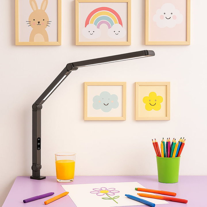 Lampada LED a Doppia Sorgente Luminosa con Braccio Regolabile e Attacco a Morsetto - Techly I-LAMP-DSK12