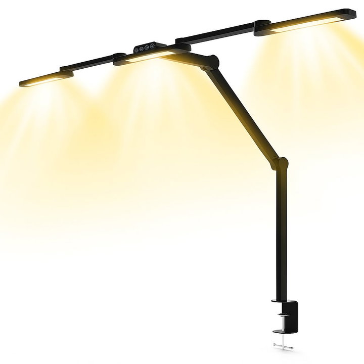 Lampada LED a Tripla Sorgente Luminosa con Braccio Regolabile e Attacco a Morsetto - Techly I-LAMP-DSK13