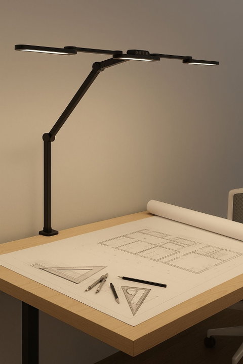Lampada LED a Tripla Sorgente Luminosa con Braccio Regolabile e Attacco a Morsetto - Techly I-LAMP-DSK13