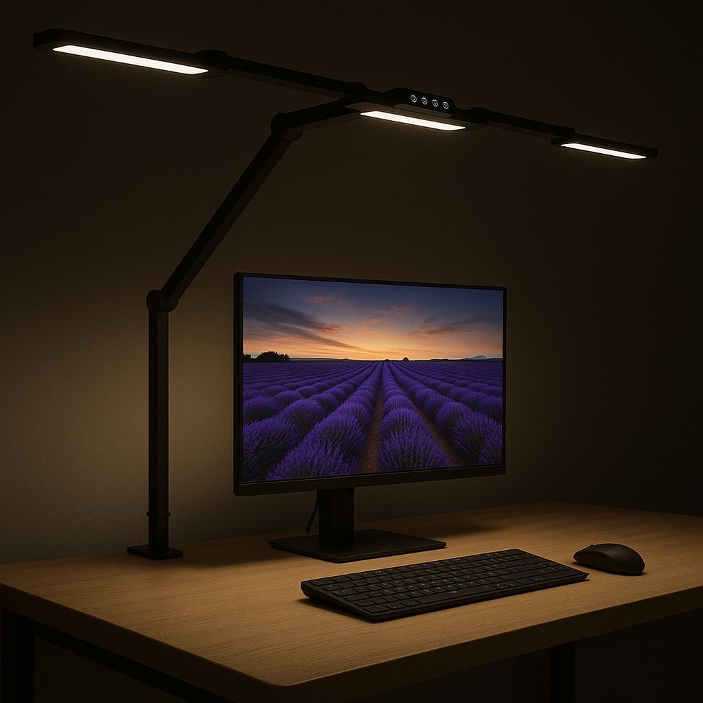 LED lamp Triple Source with Adjustable Arm and Clamp - Techly I-LAMP-DSK 13