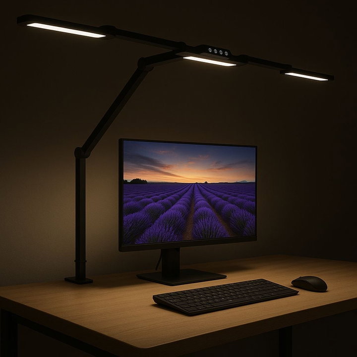 Lampada LED a Tripla Sorgente Luminosa con Braccio Regolabile e Attacco a Morsetto - Techly I-LAMP-DSK13