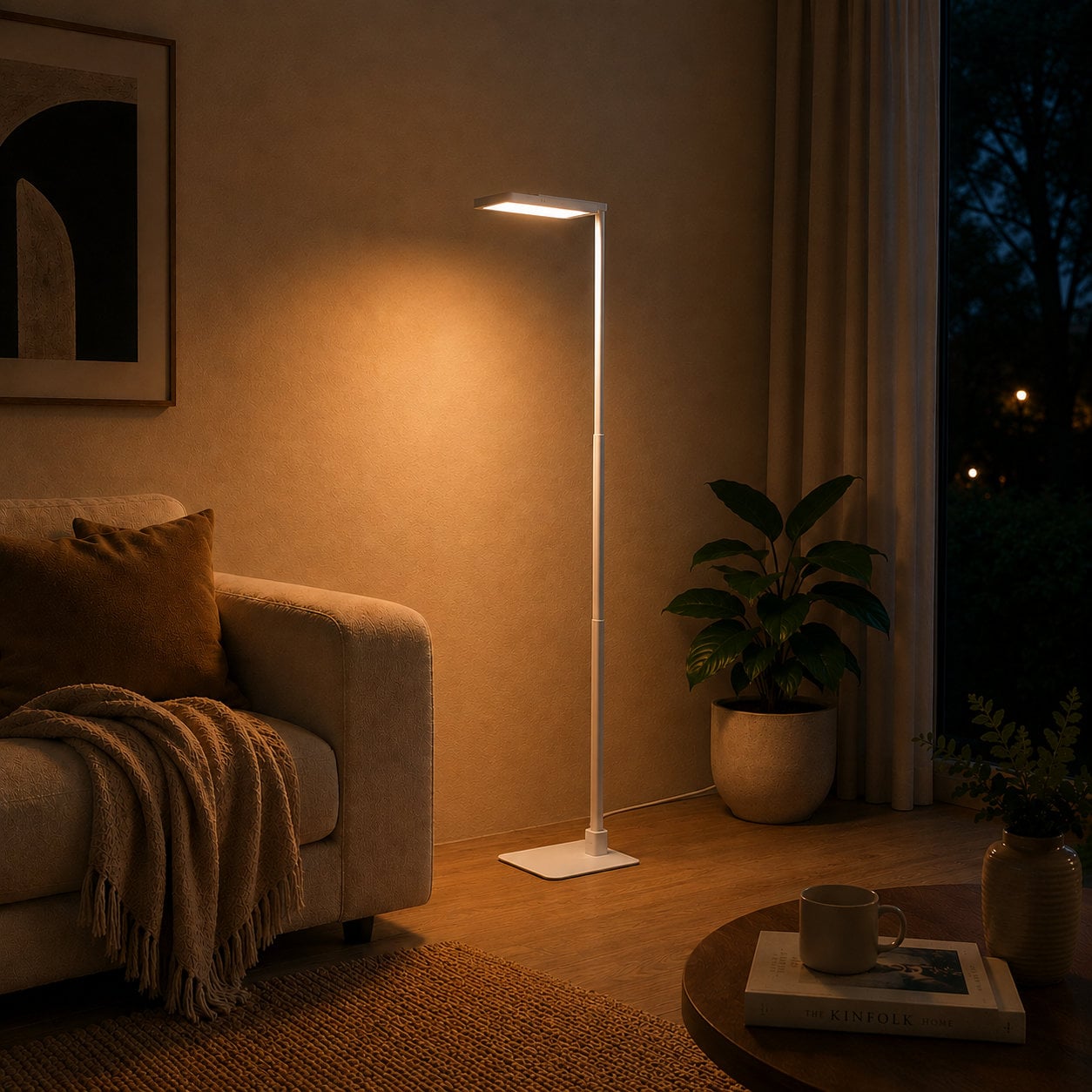 Lampada LED da Pavimento con Altezza Regolabile, Bianca - Techly I-LAMP-FLOOR