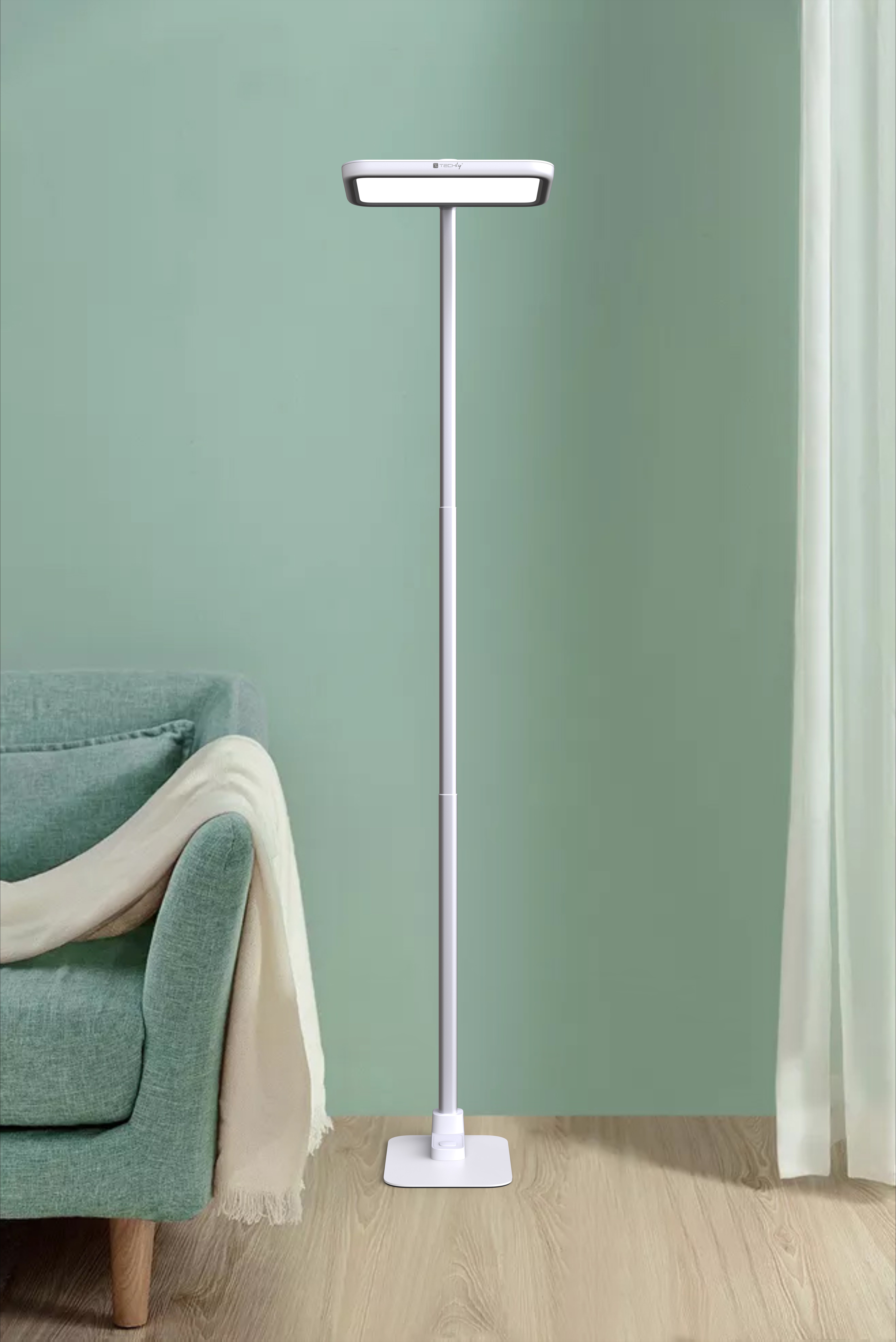 Lampada LED da Pavimento con Altezza Regolabile, Bianca - Techly I-LAMP-FLOOR