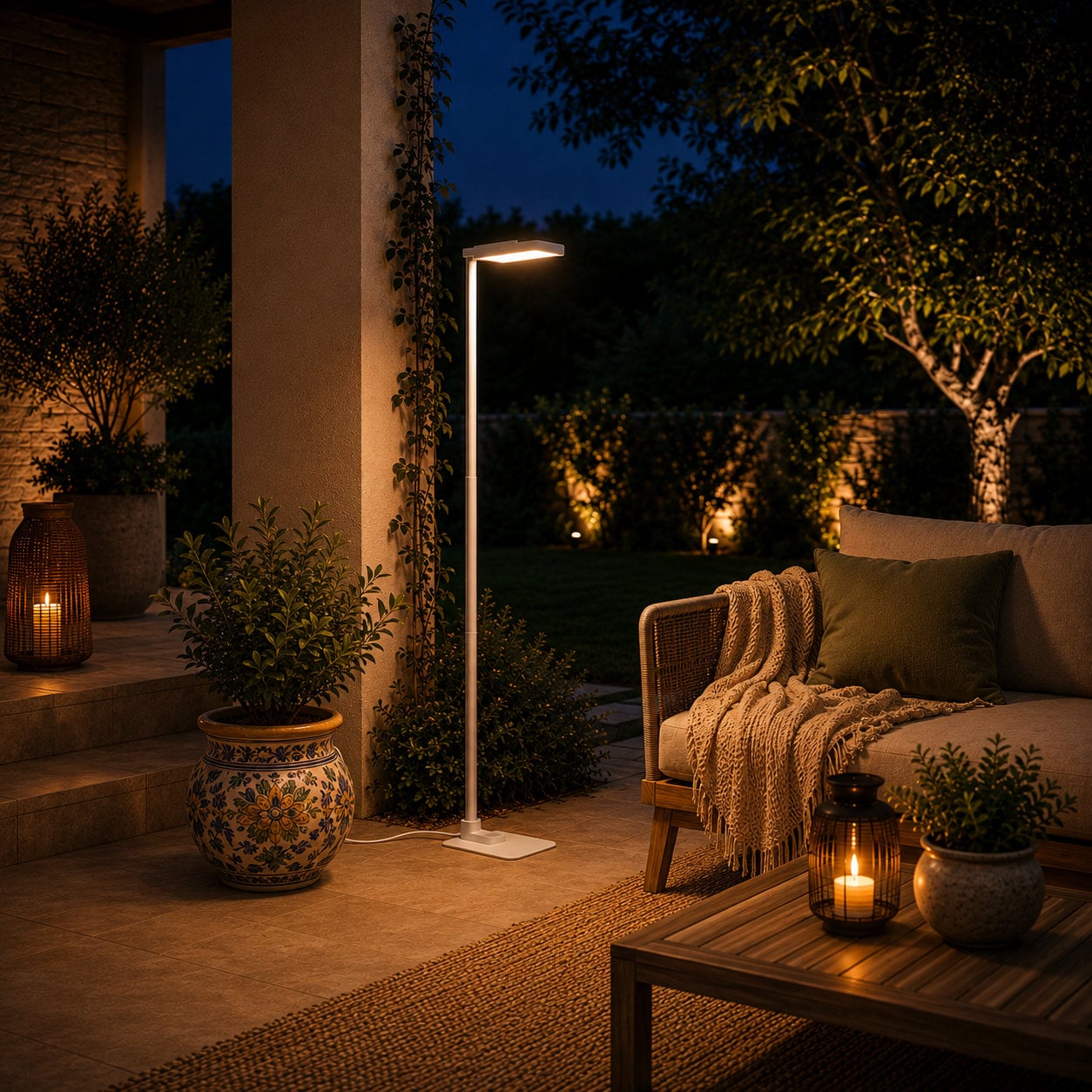Lampada LED da Pavimento con Altezza Regolabile, Bianca - Techly I-LAMP-FLOOR