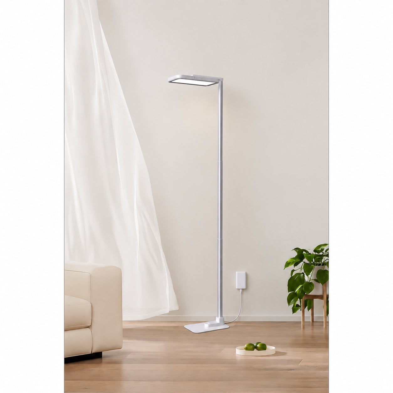 Lampada LED da Pavimento con Altezza Regolabile, Bianca - Techly I-LAMP-FLOOR