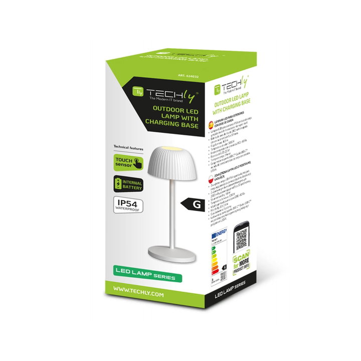 Lampada LED da Tavolo Esterna IP54 con Base Ricarica Bianca - Techly I-LAMP-TABLE4