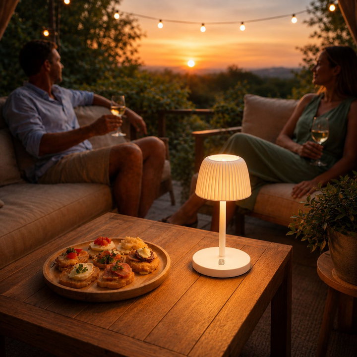 Lampada LED da Tavolo Esterna IP54 con Base Ricarica Bianca - Techly I-LAMP-TABLE4