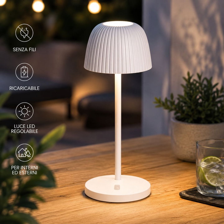 Lampada LED da Tavolo Esterna IP54 con Base Ricarica Bianca - Techly I-LAMP-TABLE4