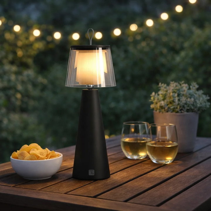 Lampada da Tavolo LED per Esterni con Portalampada Rimovibile, Nera e Trasparente - Techly I-LAMP-TABLE5