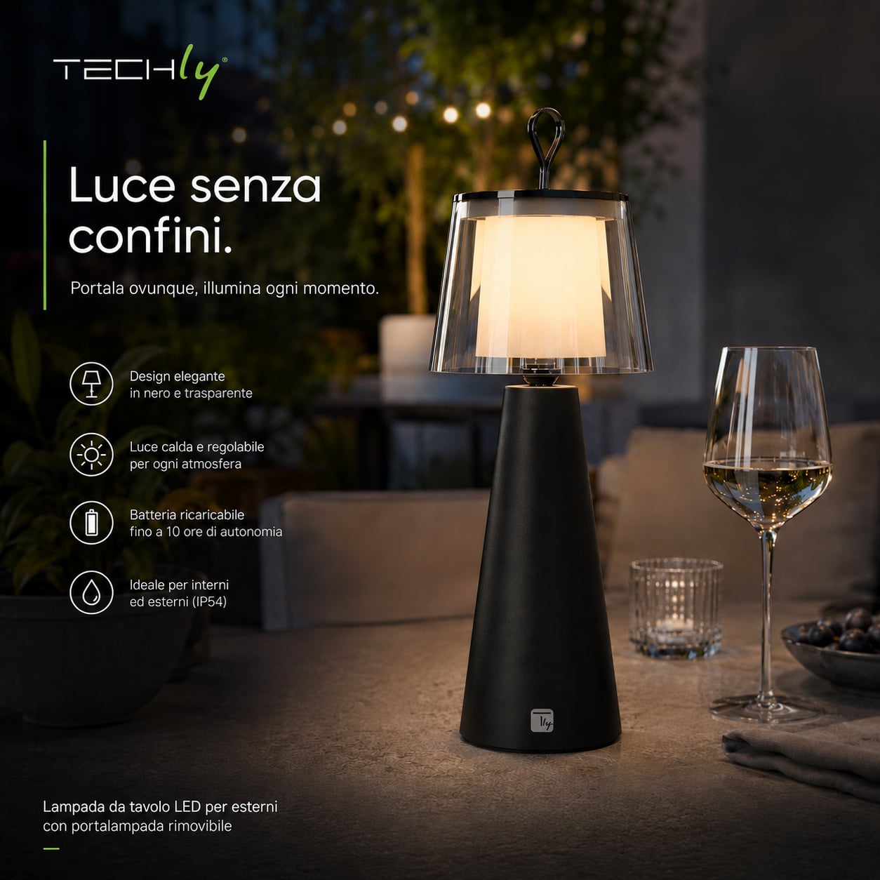 LED outdoor table lamp IP 54 with removable lamp holder - Techly I-LAMP-TABLE 5