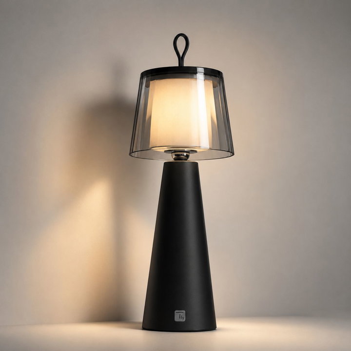Lampada da Tavolo LED per Esterni con Portalampada Rimovibile, Nera e Trasparente - Techly I-LAMP-TABLE5