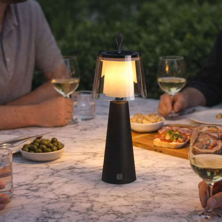Lampada da Tavolo LED per Esterni con Portalampada Rimovibile, Nera e Trasparente - Techly I-LAMP-TABLE5