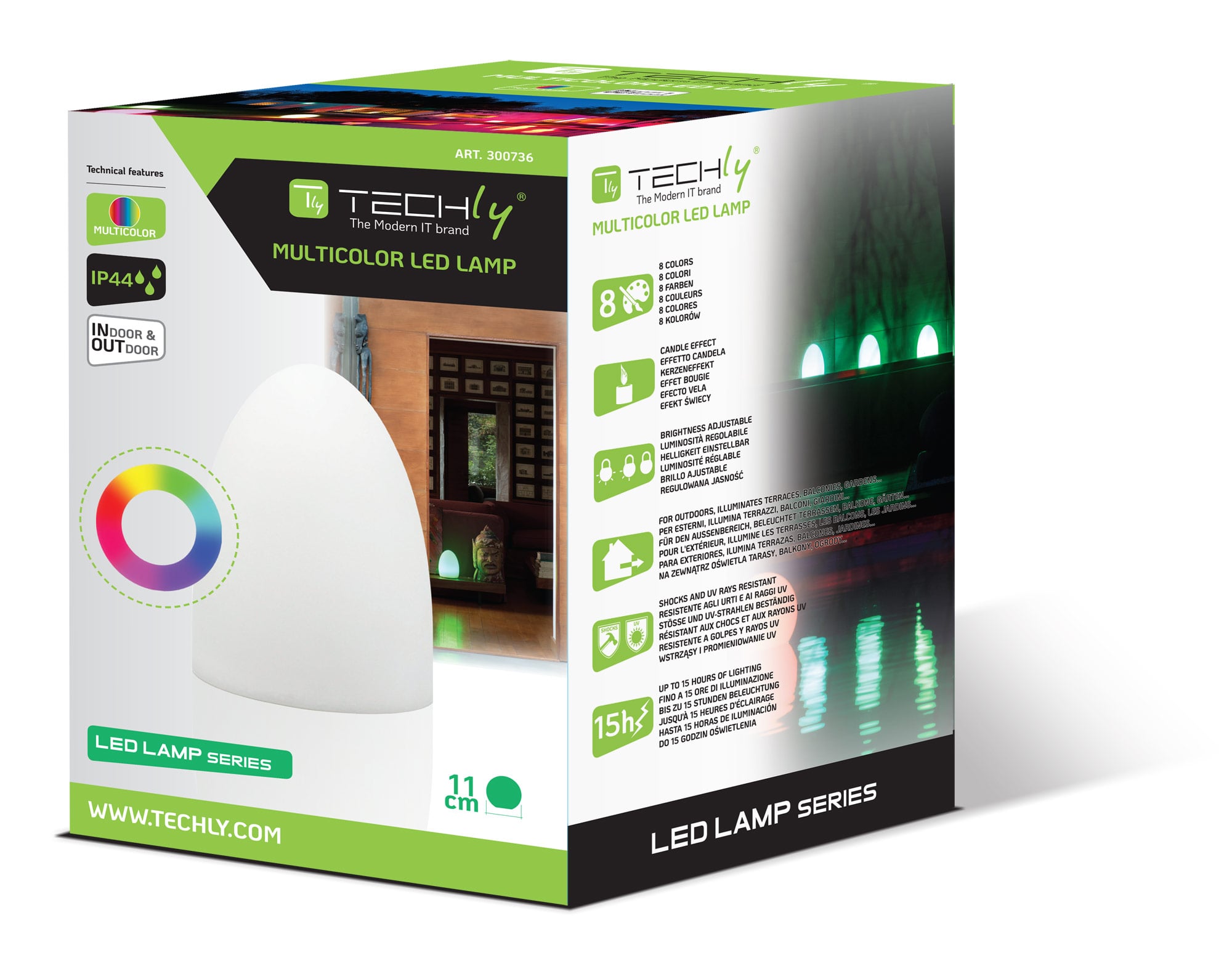 Lampada LED Multicolore di forma Ovale - Techly I-LED EGG
