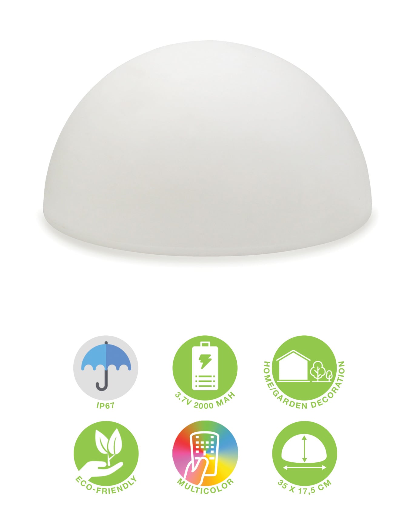 Multicolor LED Half Sphere Lamp - Techly I-LED HALFB