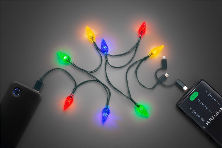 Cavo di ricarica USB per smartphone con 8 LED colorati - Goobay I-LED-CHAIN-USB