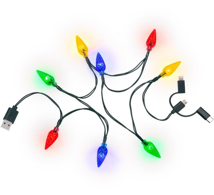 Cavo di ricarica USB per smartphone con 8 LED colorati - Goobay I-LED-CHAIN-USB