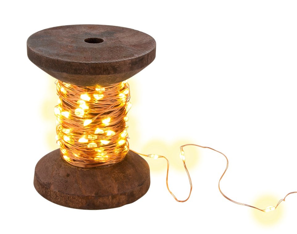 Bobina con Filo di Rame 100 Luci LED IP21 USB Interruttore On Off - Goobay I-LED-CHAIN100YARN