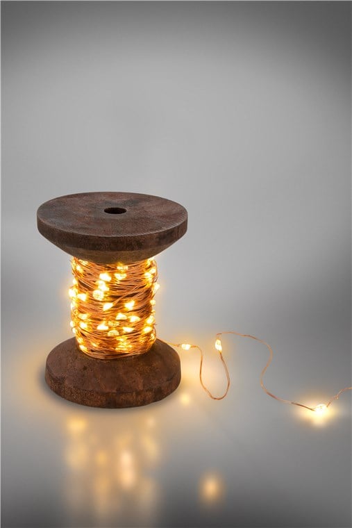 Bobina con Filo di Rame 100 Luci LED IP21 USB Interruttore On Off - Goobay I-LED-CHAIN100YARN