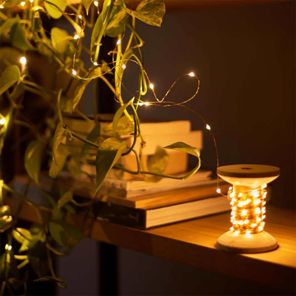 Bobina con Filo di Rame 100 Luci LED IP21 USB Interruttore On Off - Goobay I-LED-CHAIN100YARN