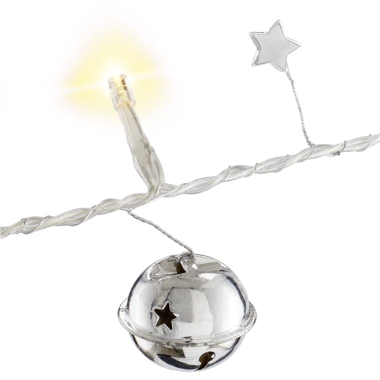 Stringa 10 LED Campanello IP20 Bianco Caldo a Batteria con Timer - Goobay I-LED-CHAIN10BELLS