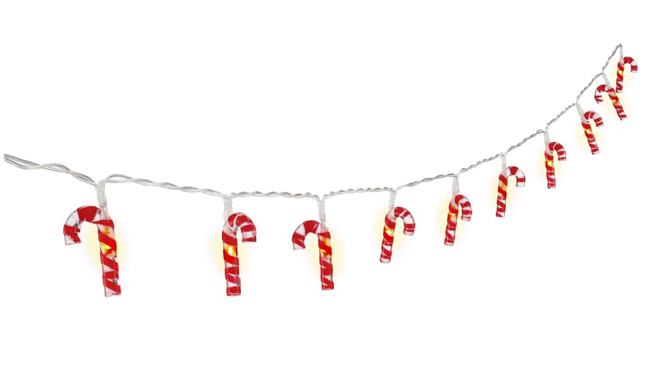 Stringa 10 LED Lecca lecca Natalizio IP20 Bianco Caldo a Batteria con Timer - Goobay I-LED-CHAIN10CANDY