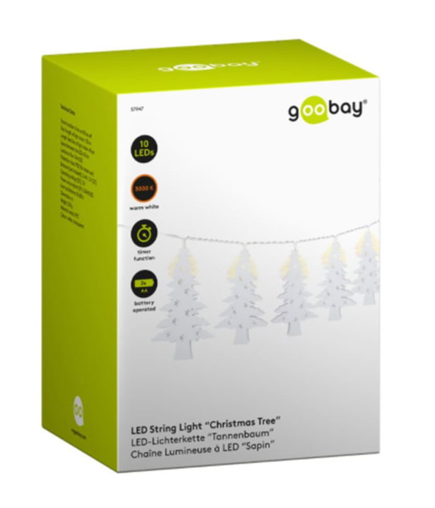 10 Luci LED Albero di Natale Bianco Caldo IP20 - Goobay I-LED-CHAIN10TREE