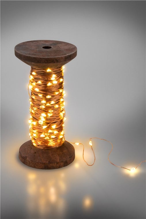 Bobina con Filo di Rame 150 Luci LED IP22 USB Interruttore On Off - Goobay I-LED-CHAIN150YARN