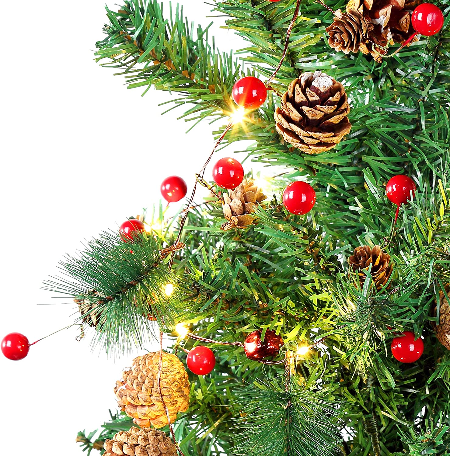 20 Luci LED in Filo d'argento Pigne e Bacche Rosse - Goobay I-LED-CHAIN20PINE