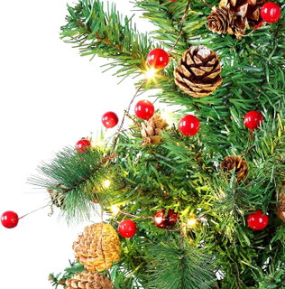 20 LED in filo d'argento con pigne e bacche rosse - Goobay I-LED-CHAIN20PINE