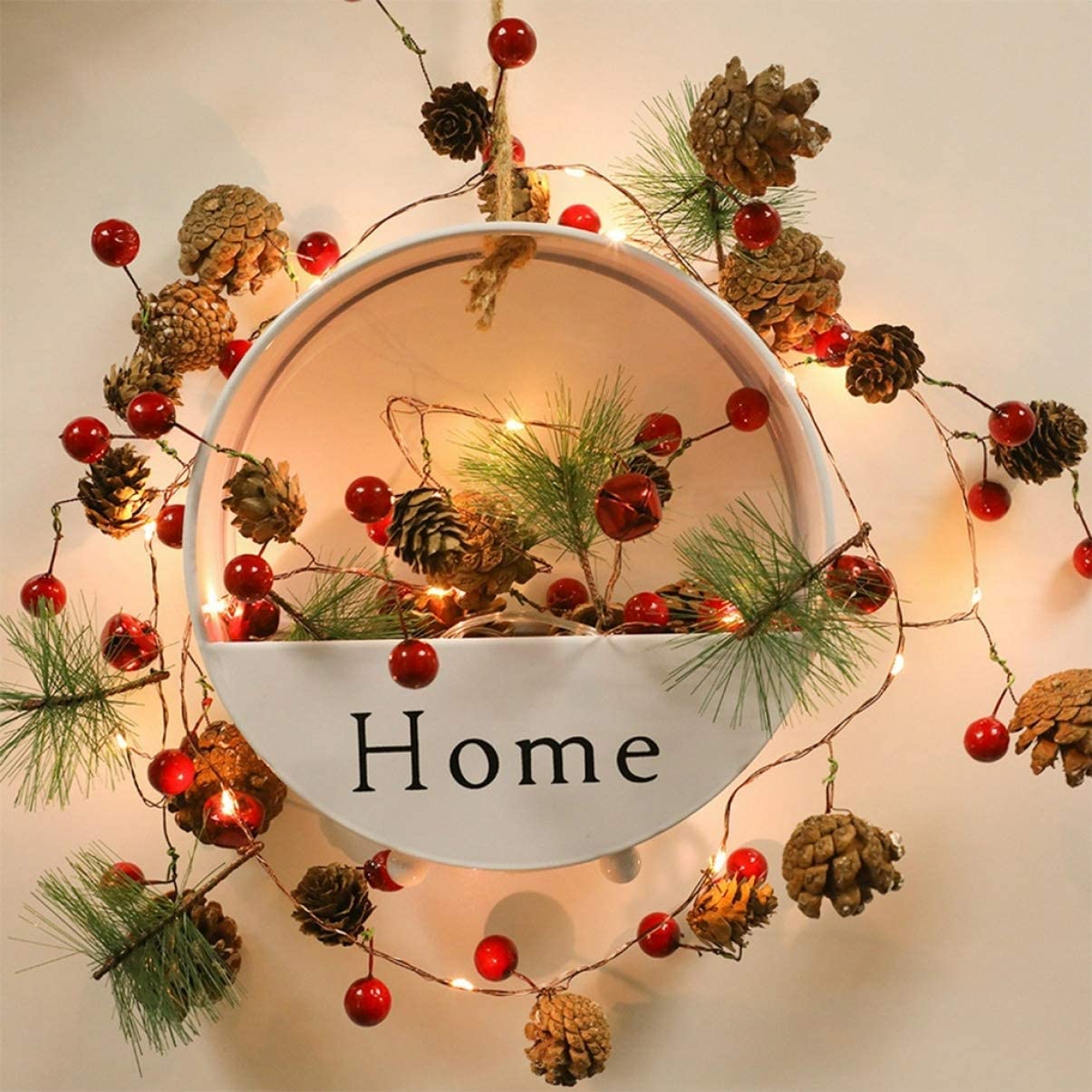 20 Luci LED in Filo d'argento Pigne e Bacche Rosse - Goobay I-LED-CHAIN20PINE