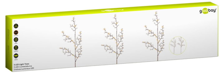 Set di 3 Alberi Luminosi con 75 LED Bianco Caldo IP44 - Goobay I-LED-CHAIN753TREE