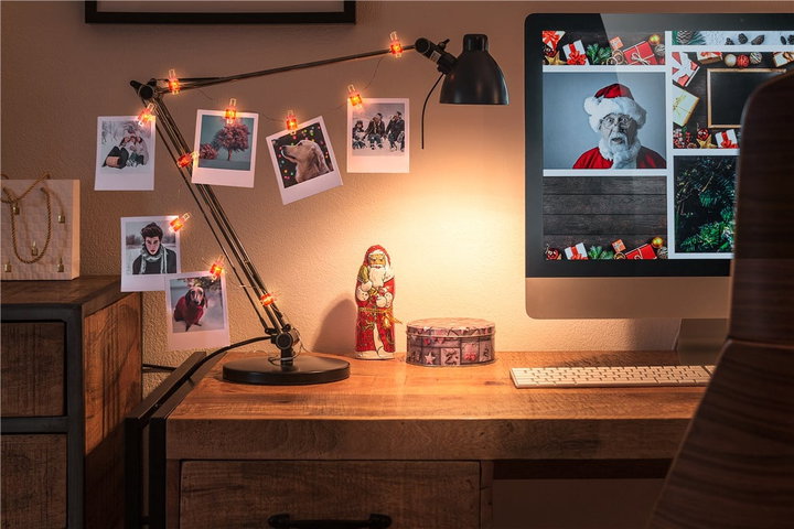 Stringa 10 LED con Clip Pacchetto Regalo per Appendere Foto IP20 con Timer - Goobay I-LED-CL-GIFT