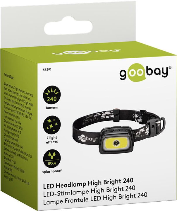 Lampada Frontale Torcia a LED 240lm - Goobay I-LED-HEAD2401
