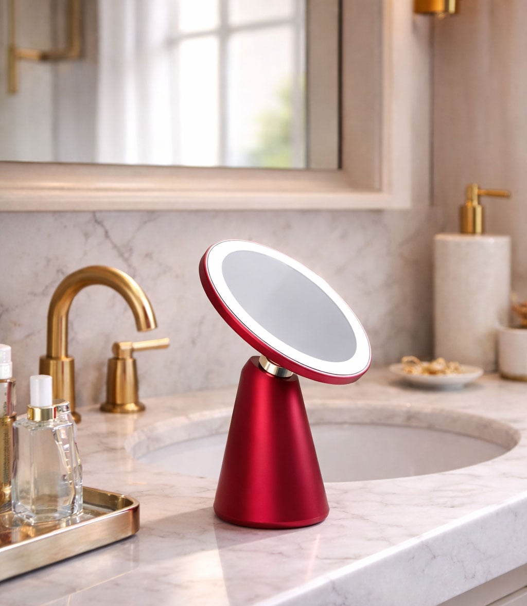 Specchio Retroilluminato 60 LED Dimmerabile Batteria Ricaricabile Alimentazione USB-C™ - Techly I-LED-MIRROR