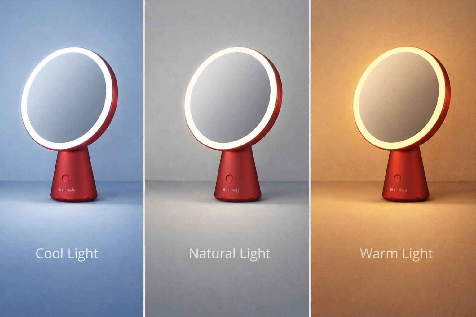 Specchio Retroilluminato 60 LED Dimmerabile Batteria Ricaricabile Alimentazione USB-C™ - Techly I-LED-MIRROR
