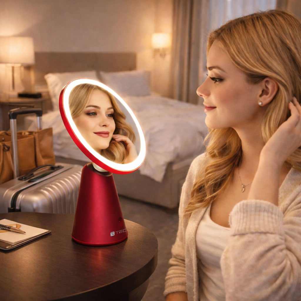 Specchio Retroilluminato 60 LED Dimmerabile Batteria Ricaricabile Alimentazione USB-C™ - Techly I-LED-MIRROR