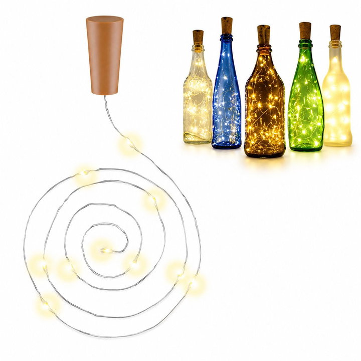 Strip LED 10 LED bianco caldo per bottiglia con timer - Goobay I-LED-STRIP-BOTTLE