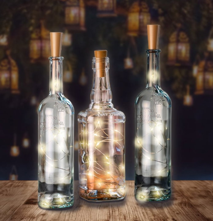 Strip LED 10 LED bianco caldo per bottiglia con timer - Goobay I-LED-STRIP-BOTTLE