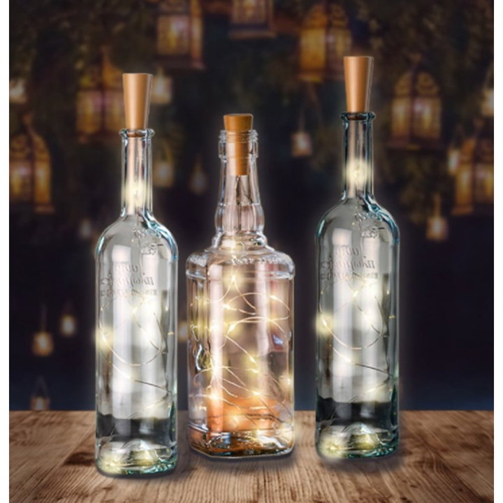 Confezione 3pz Catena Luminosa per Bottiglie 10 LED con Timer - Goobay I-LED-STRIP-BOTTLE3